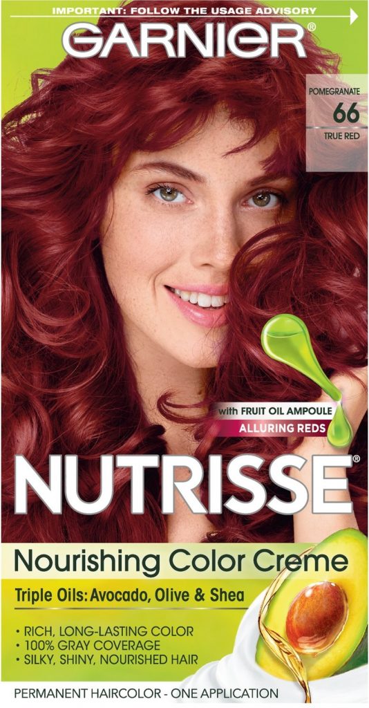 Garnier Nutrisse Nourishing Red Hair Color Creme, 66 True Red (Pomegranate)